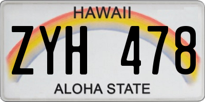 HI license plate ZYH478