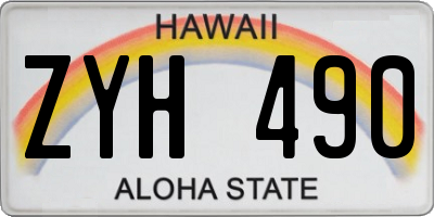 HI license plate ZYH490