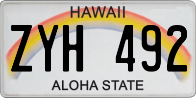 HI license plate ZYH492