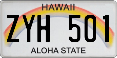 HI license plate ZYH501