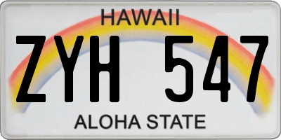 HI license plate ZYH547