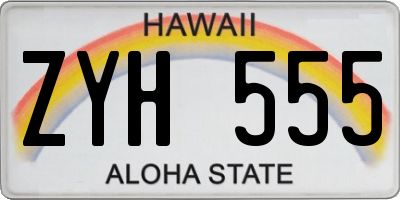 HI license plate ZYH555