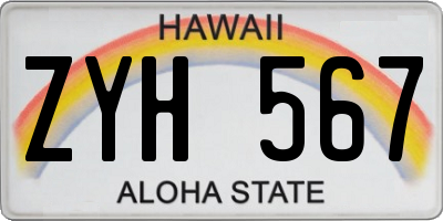 HI license plate ZYH567
