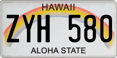 HI license plate ZYH580