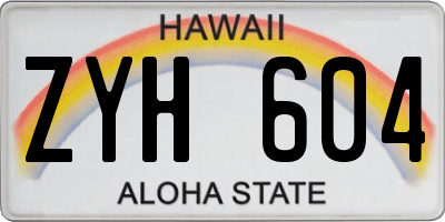 HI license plate ZYH604