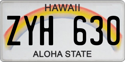 HI license plate ZYH630