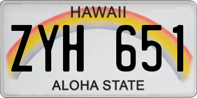 HI license plate ZYH651