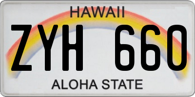 HI license plate ZYH660
