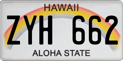 HI license plate ZYH662