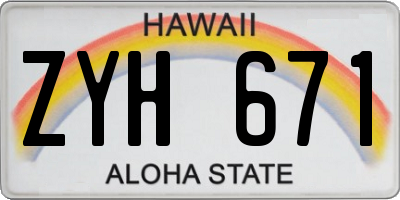 HI license plate ZYH671