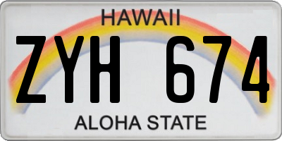 HI license plate ZYH674