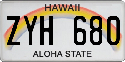HI license plate ZYH680