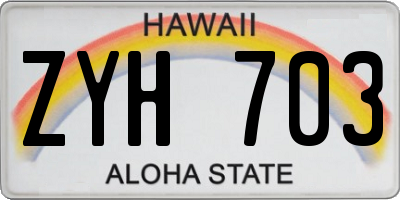 HI license plate ZYH703