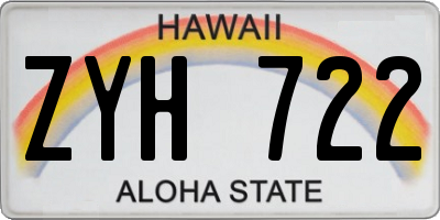 HI license plate ZYH722