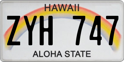 HI license plate ZYH747