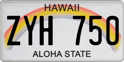 HI license plate ZYH750