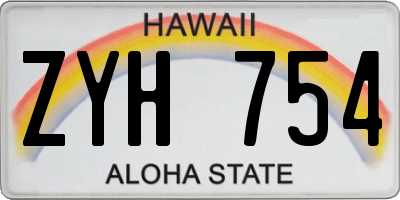 HI license plate ZYH754
