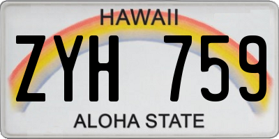 HI license plate ZYH759