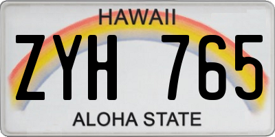 HI license plate ZYH765