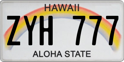 HI license plate ZYH777