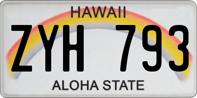 HI license plate ZYH793
