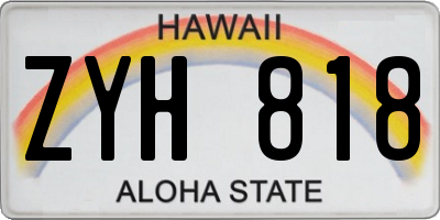 HI license plate ZYH818