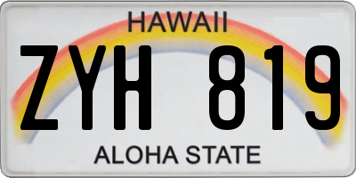 HI license plate ZYH819