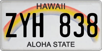 HI license plate ZYH838