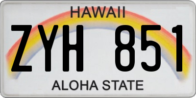 HI license plate ZYH851