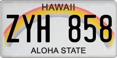 HI license plate ZYH858