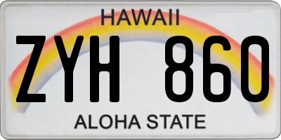 HI license plate ZYH860