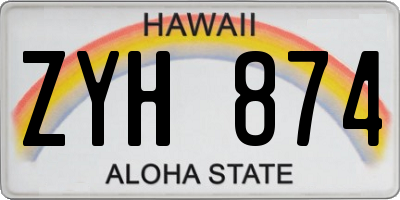 HI license plate ZYH874