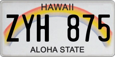 HI license plate ZYH875