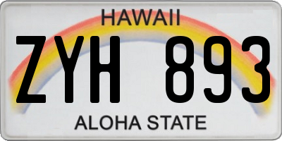 HI license plate ZYH893