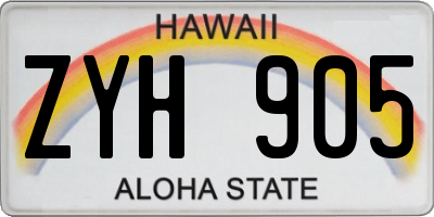 HI license plate ZYH905