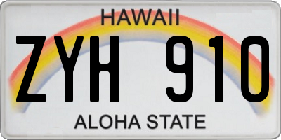 HI license plate ZYH910