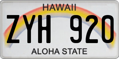 HI license plate ZYH920