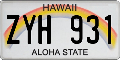 HI license plate ZYH931