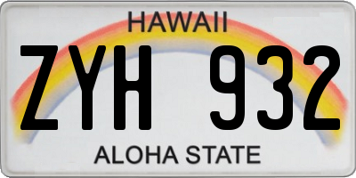 HI license plate ZYH932