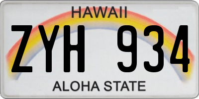 HI license plate ZYH934