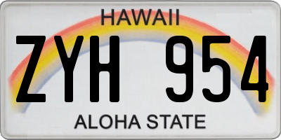 HI license plate ZYH954