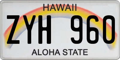 HI license plate ZYH960