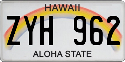 HI license plate ZYH962