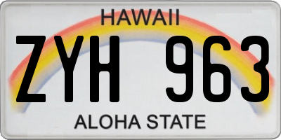 HI license plate ZYH963