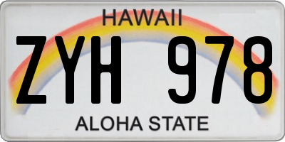 HI license plate ZYH978