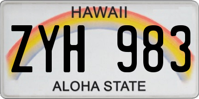 HI license plate ZYH983
