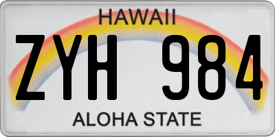 HI license plate ZYH984