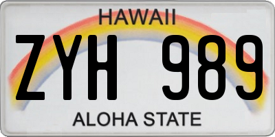 HI license plate ZYH989