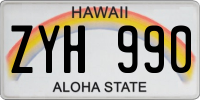 HI license plate ZYH990