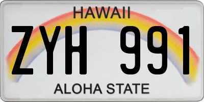 HI license plate ZYH991